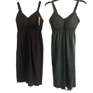 NWT 4th Season Lot of 2 Women's Slip Dresses Green/Black Nylon/Spandex Size Lg